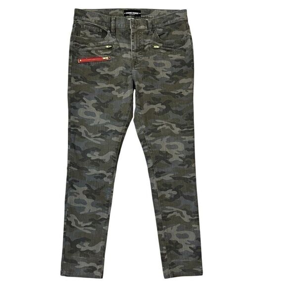 etienne marcel Denim - Etienne Marcel  EM7034 Classic Camo Multi Zip Skinny Jeans Mid Rise Size 31